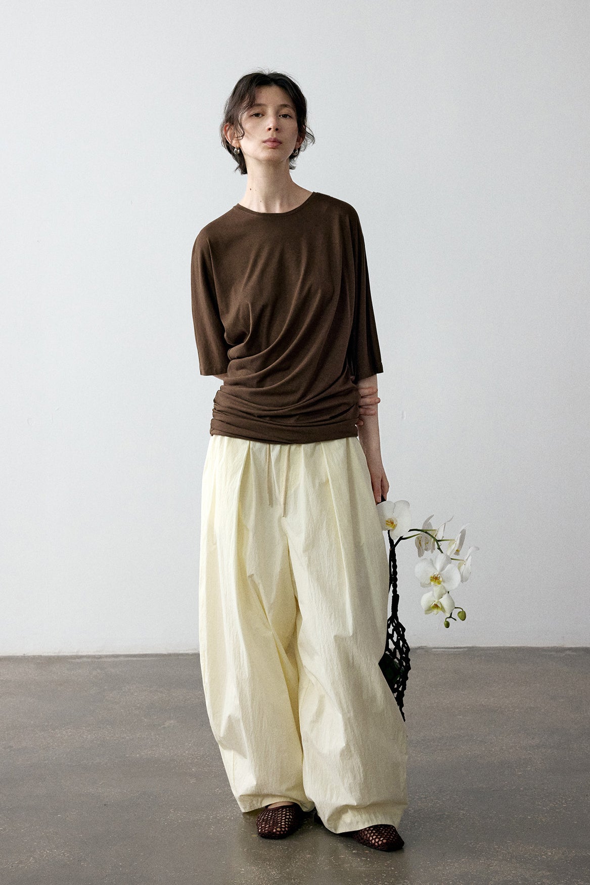 Cotton blend soft irregular hem T-shirt | 4 color