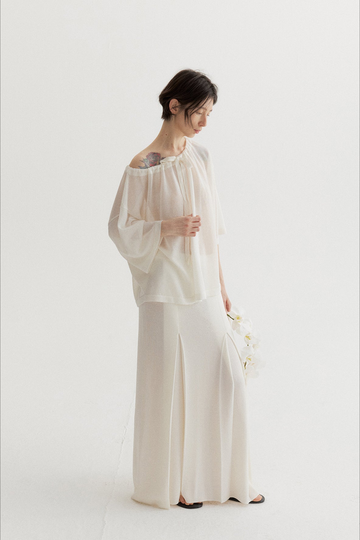 Viscose blend pleated A-line drape skirt | 3 color