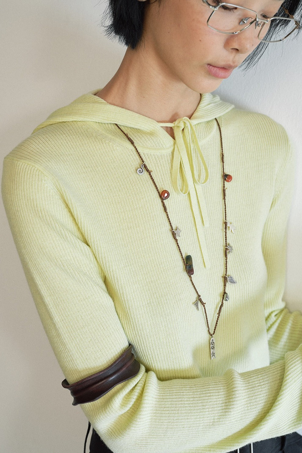 Wool blend rib hoodie slim knitwear | 5 color