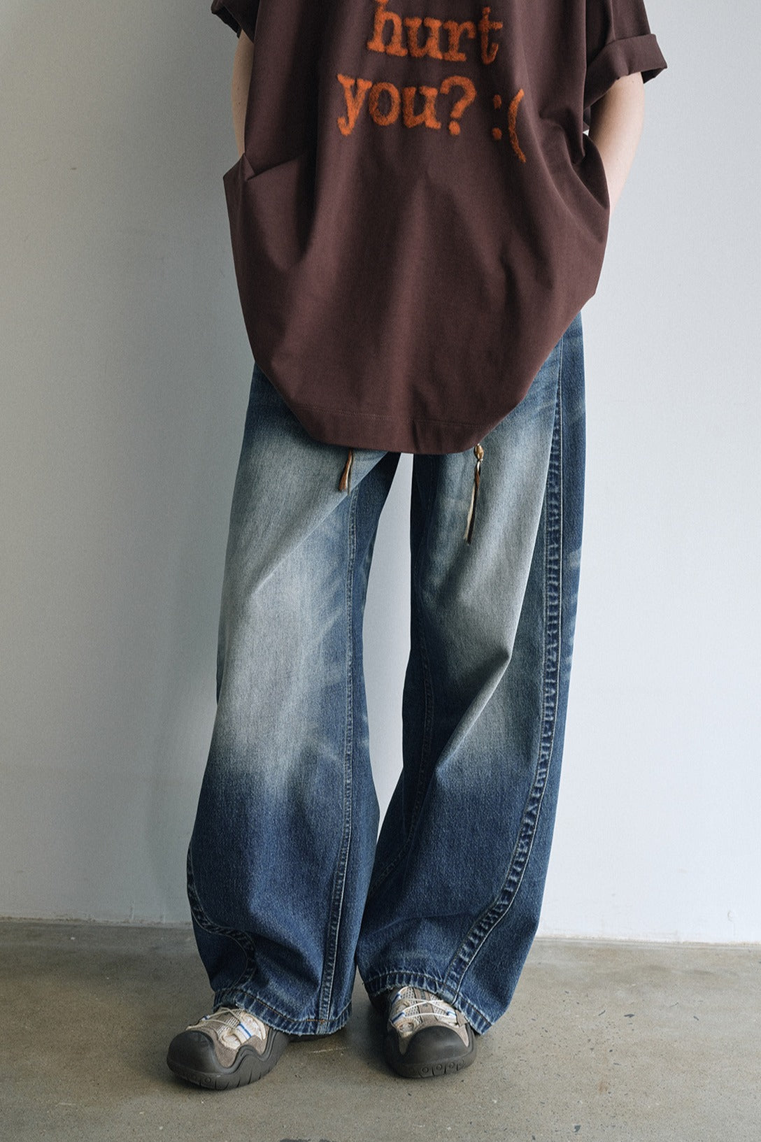 100% cotton vintage wash banana cut jeans | 3 color