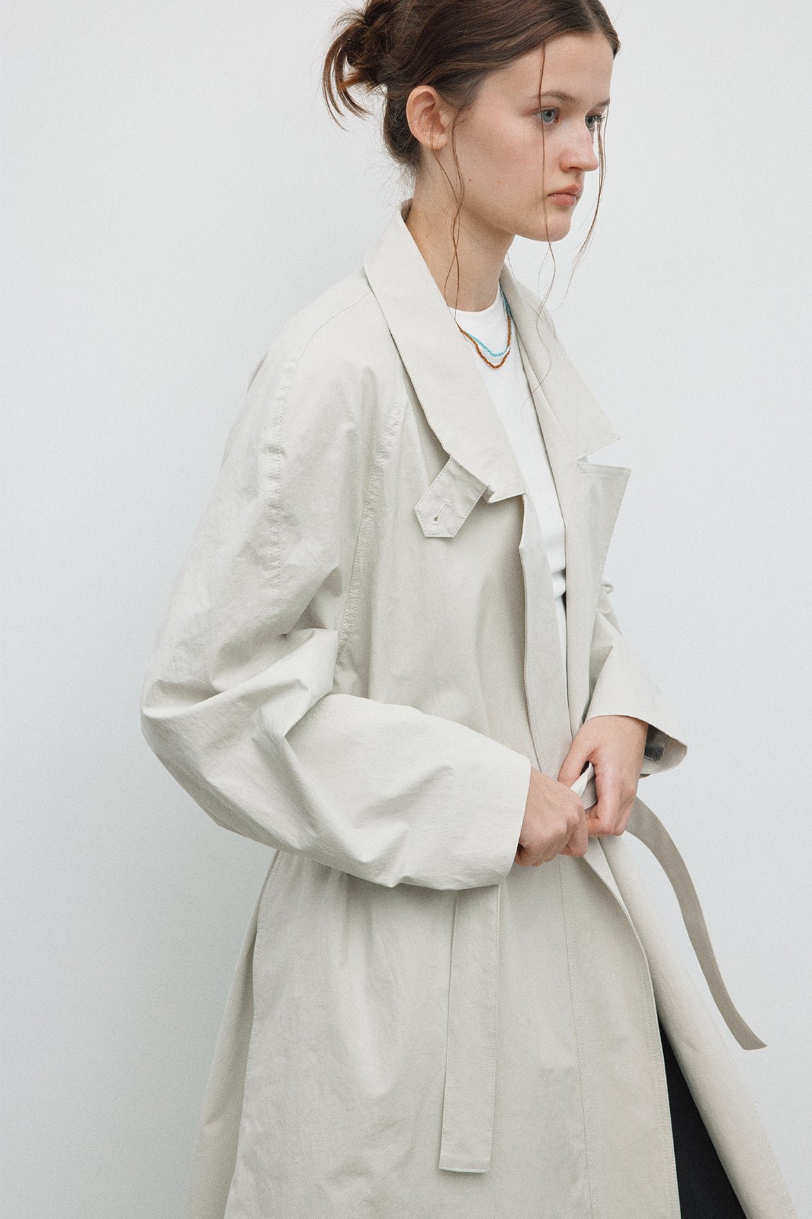 Cotton blend minimalist loose fit trench coat | 2 color