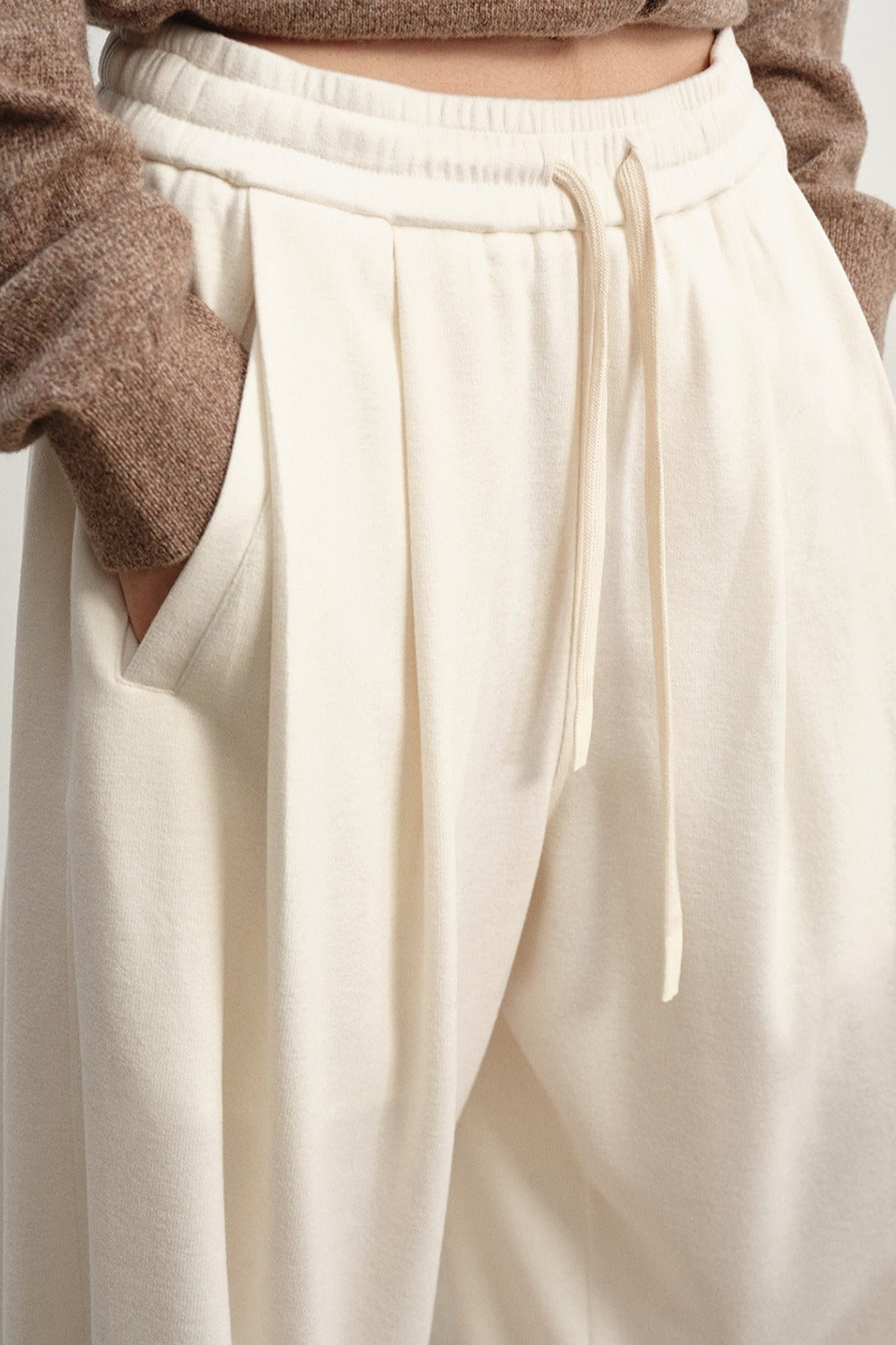 Soft drape elastic drawstring waist casual pants | 4 color