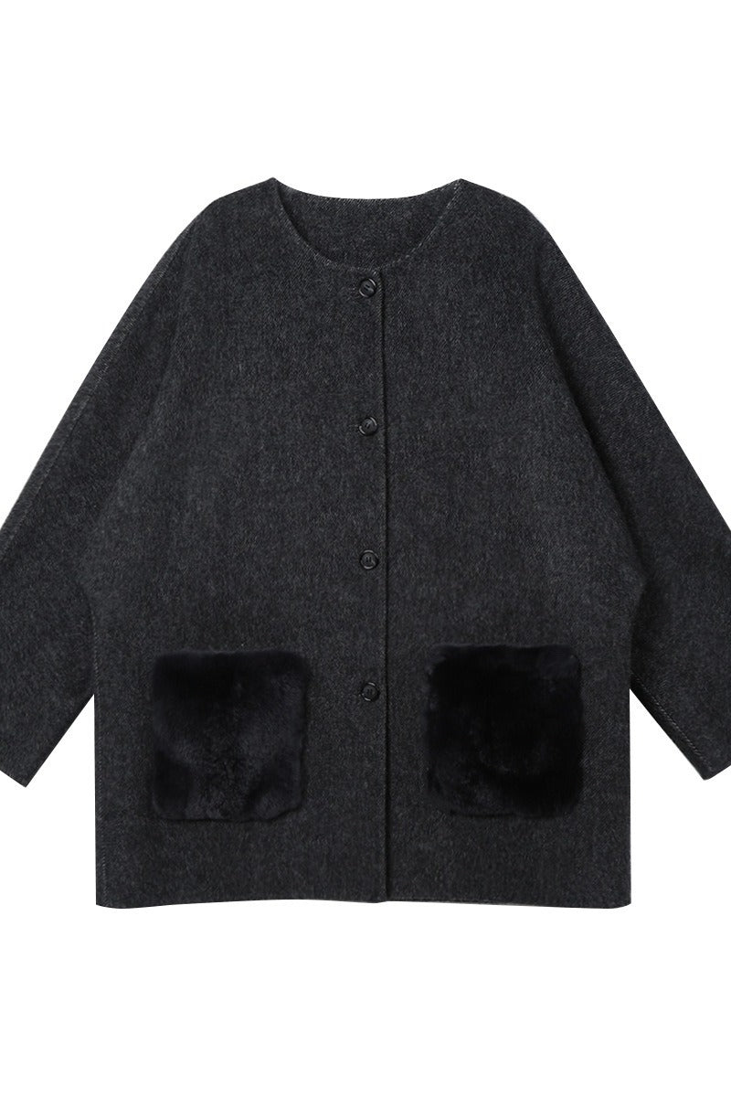 Wool blend double-faced fabric mid-length coat | 2 color