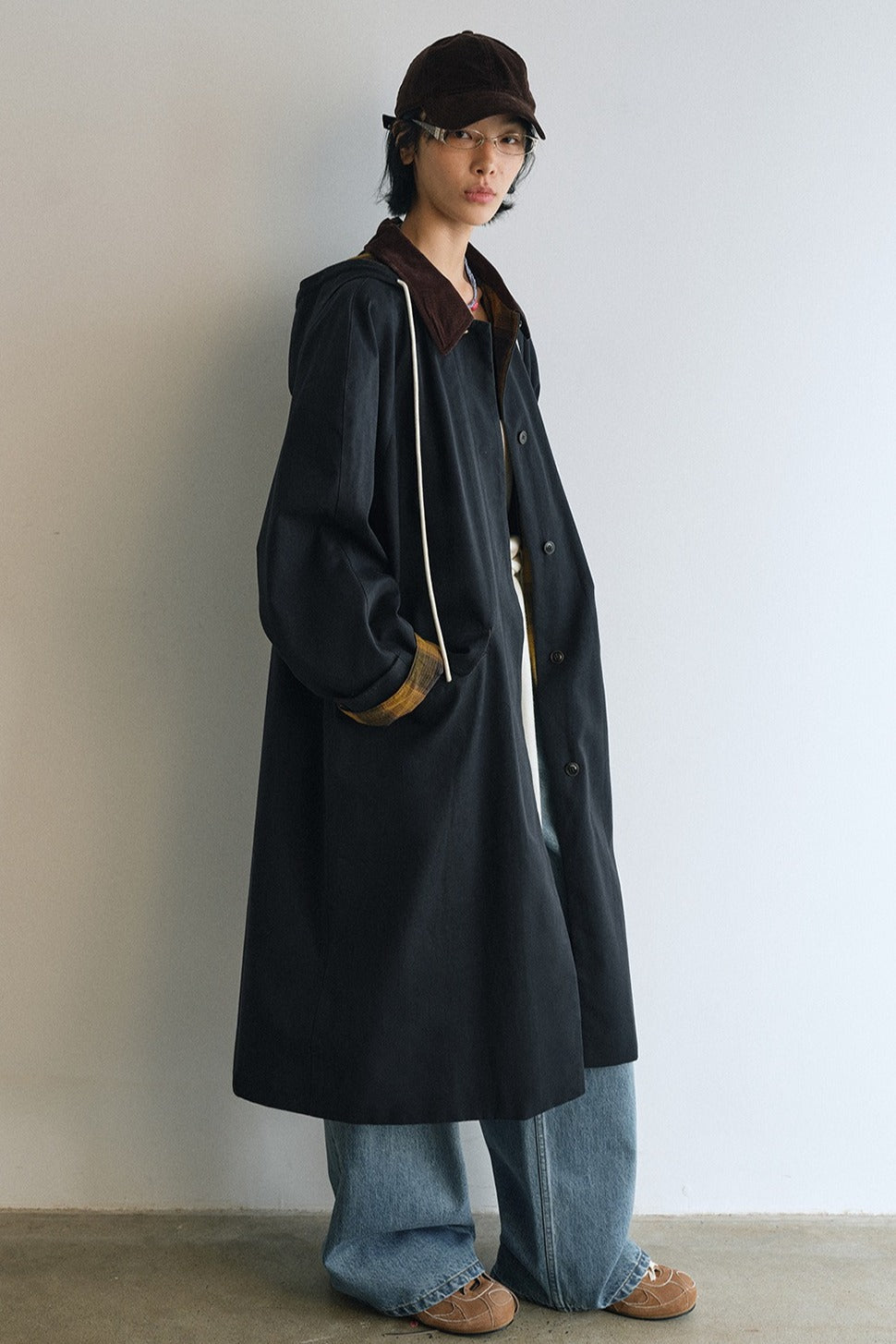 Color-block loose-fit barn style trench coat | 2 color