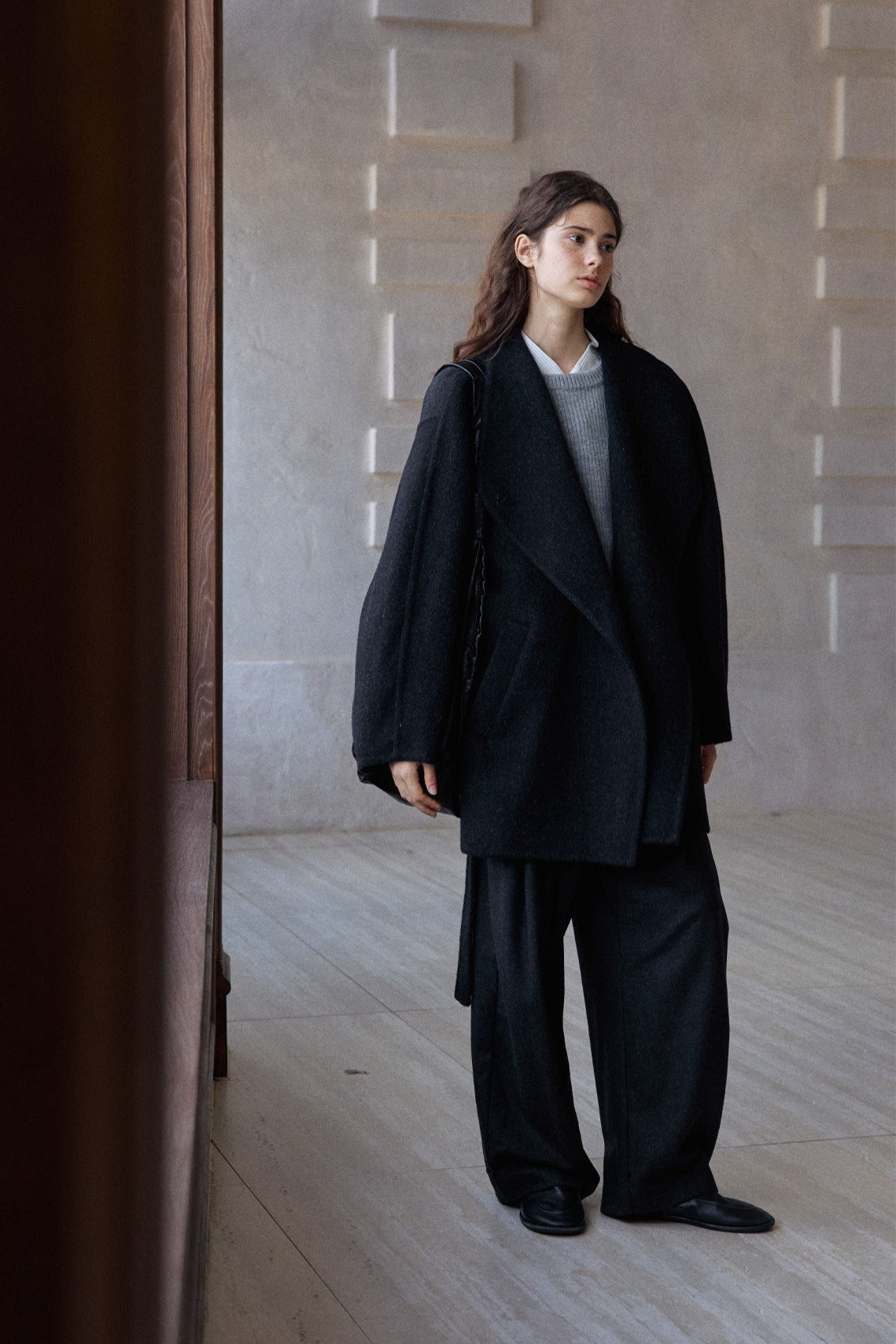 100% wool soft-touch large lapel jacket