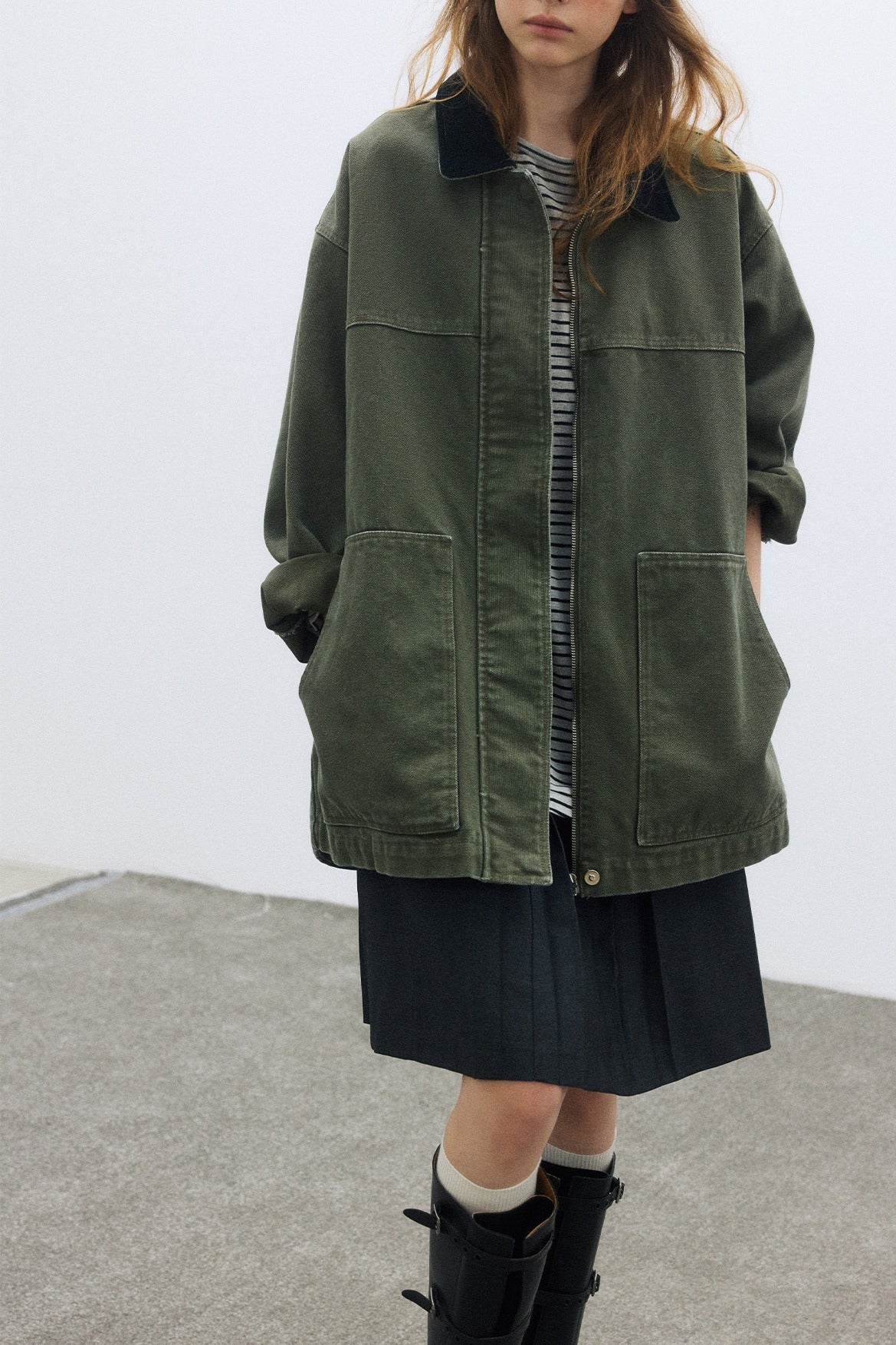 100% cotton barn-style mid-length jacket | 2 color