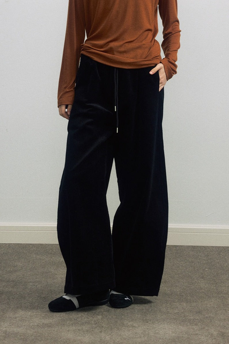 100% cotton wide-leg scythe-shape corduroy pants | 5 color
