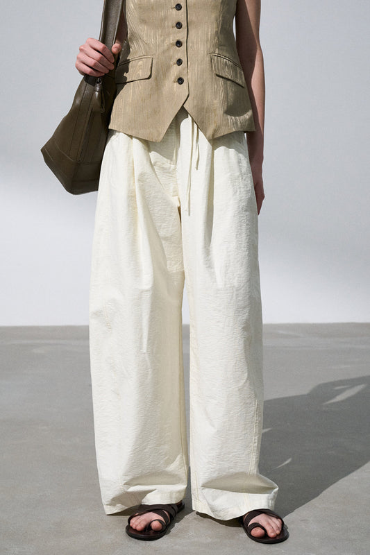 Pantalon coupe large en coton mélangé | 4 couleurs
