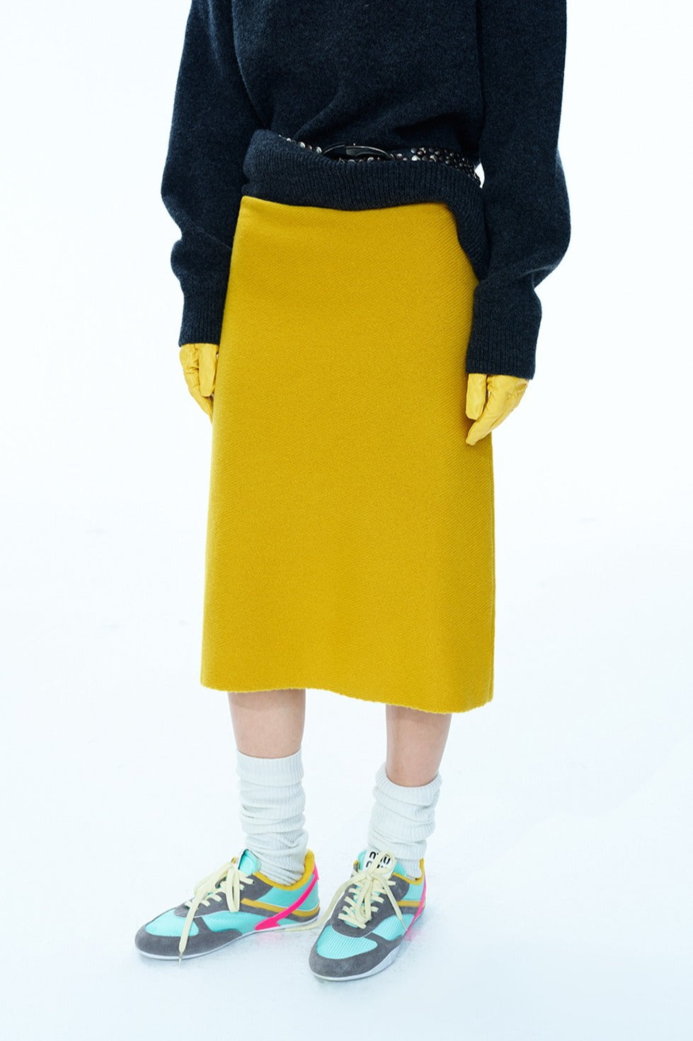 100% wool A-line straight skirt | 3 color