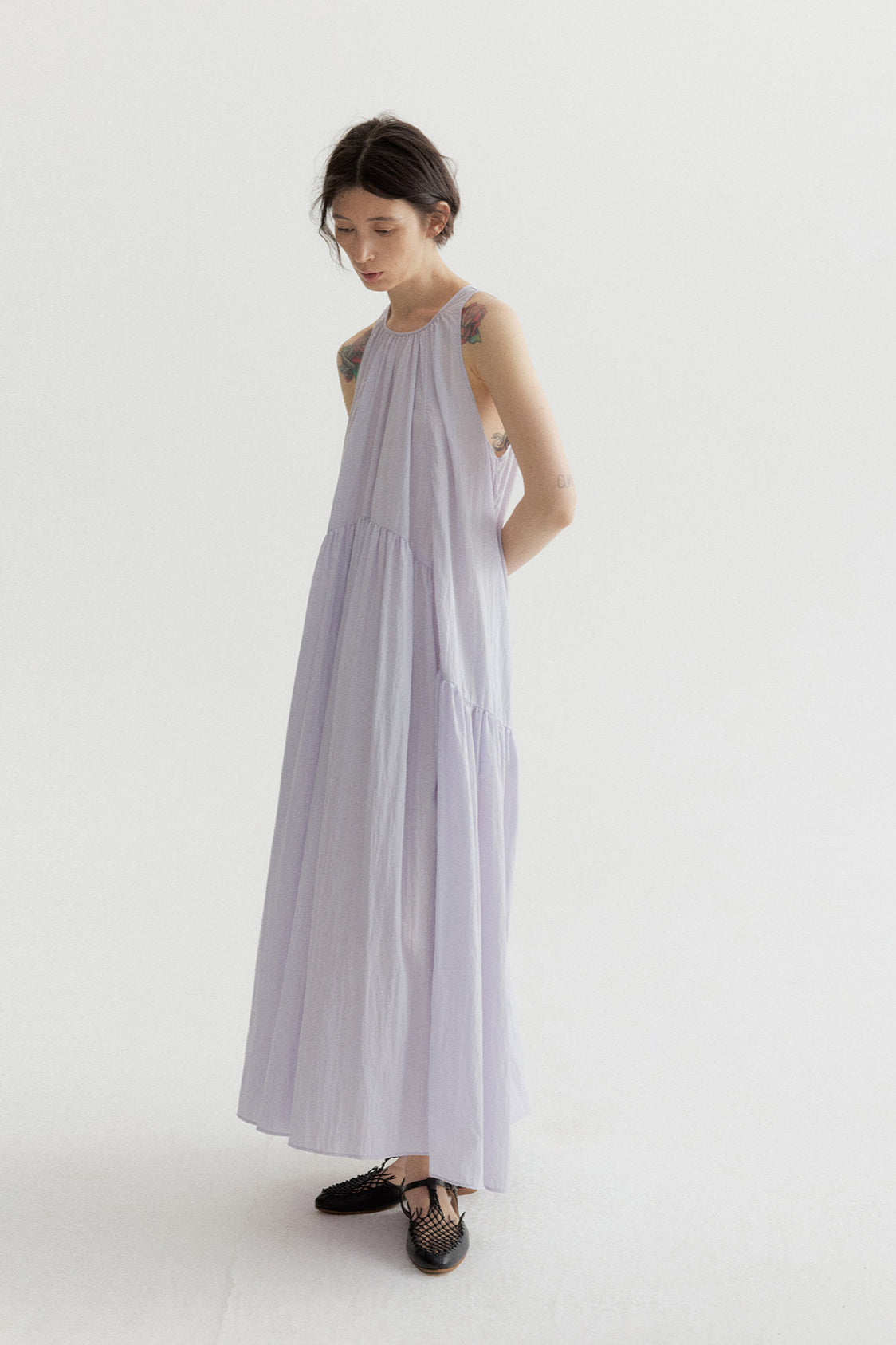Lyocell blend voluminous airy maxi sleeveless dress | 4 color