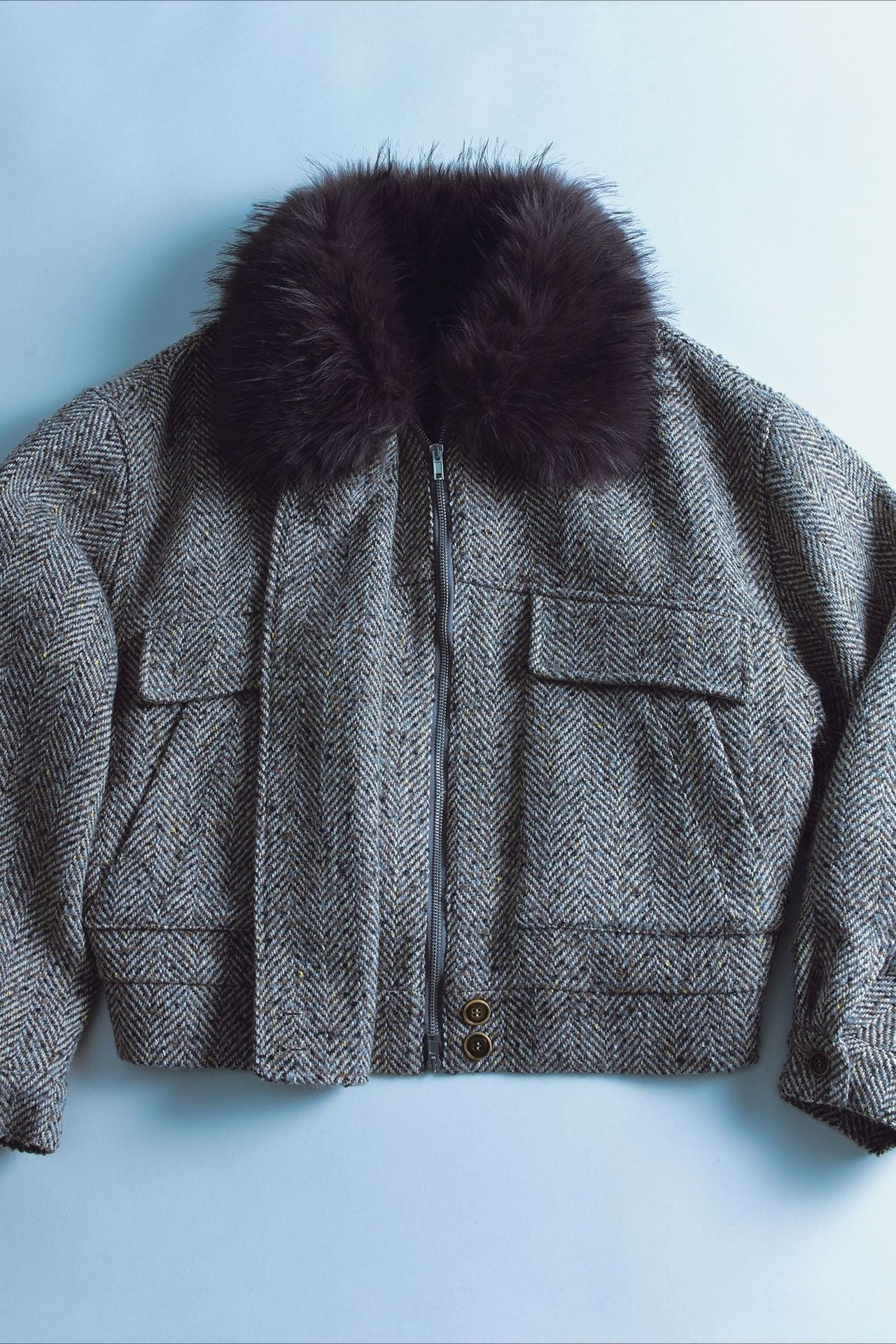 Wool blend fulling tweed jacket | 2 color