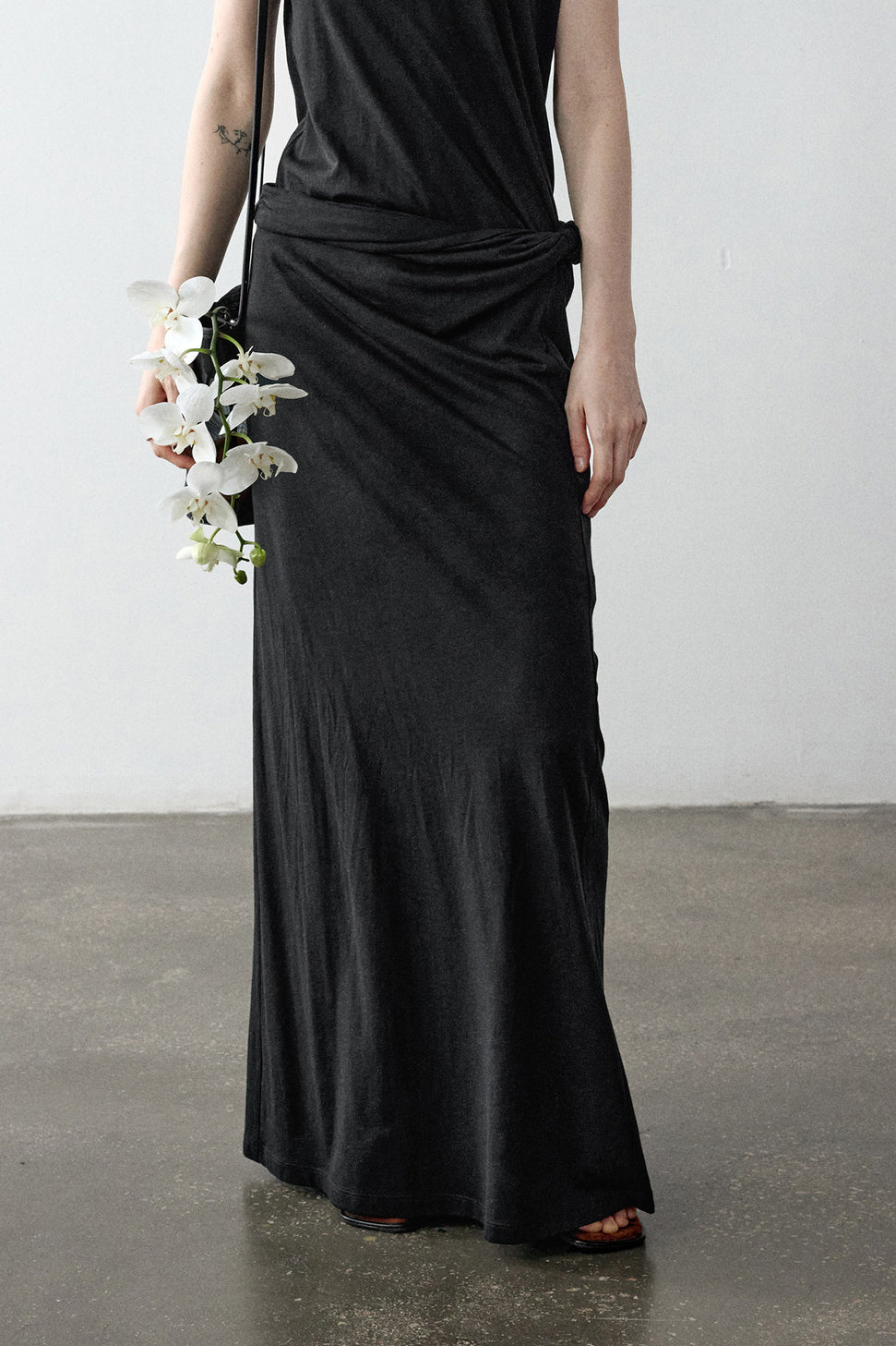 Cotton blend twisted waist A-line skirt | 3 color