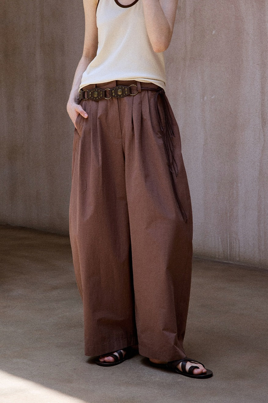 Cotton blend linen relaxed-fit pants | 3 color