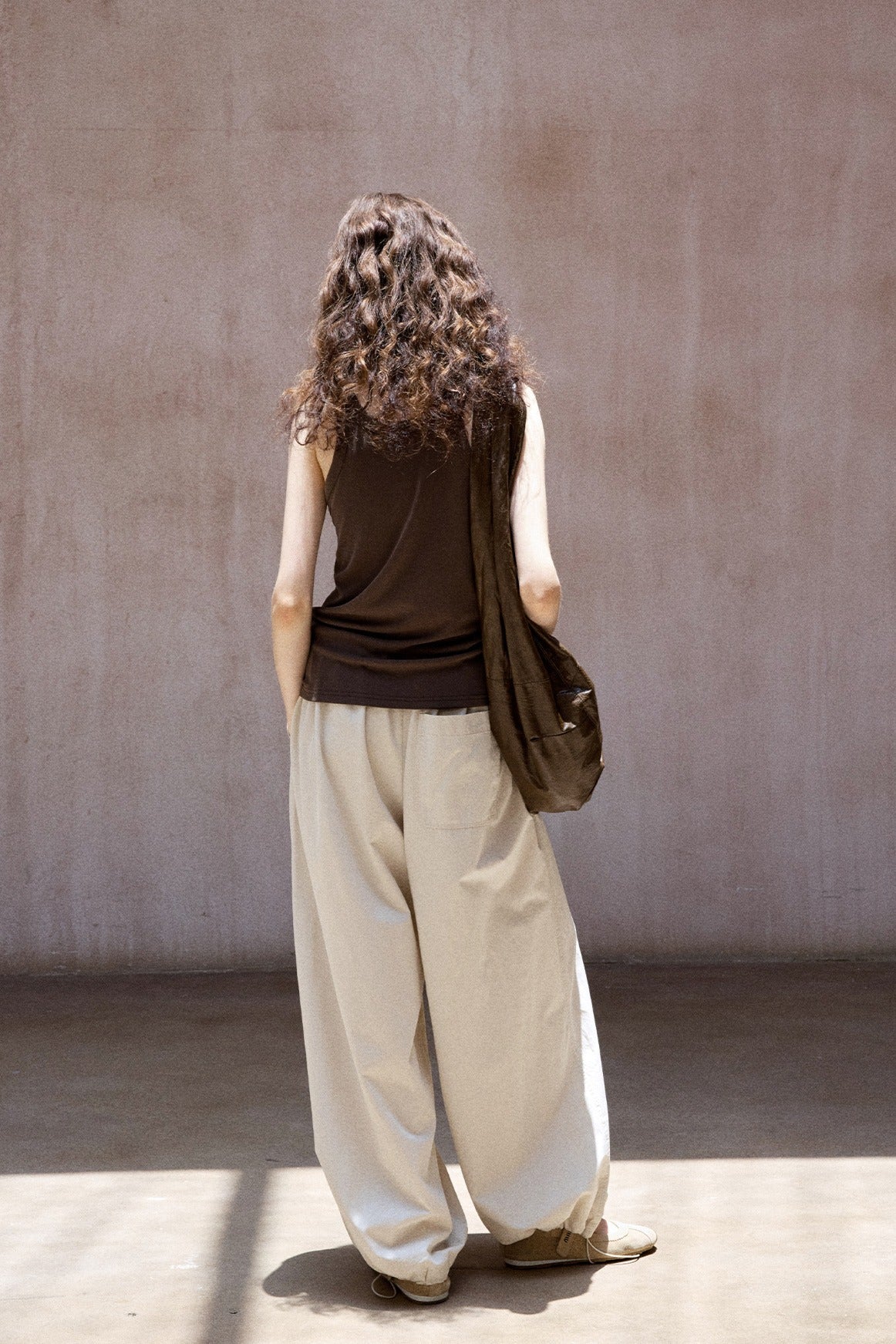 Lyocell blend cotton relaxed-fit tapered ankle pants
