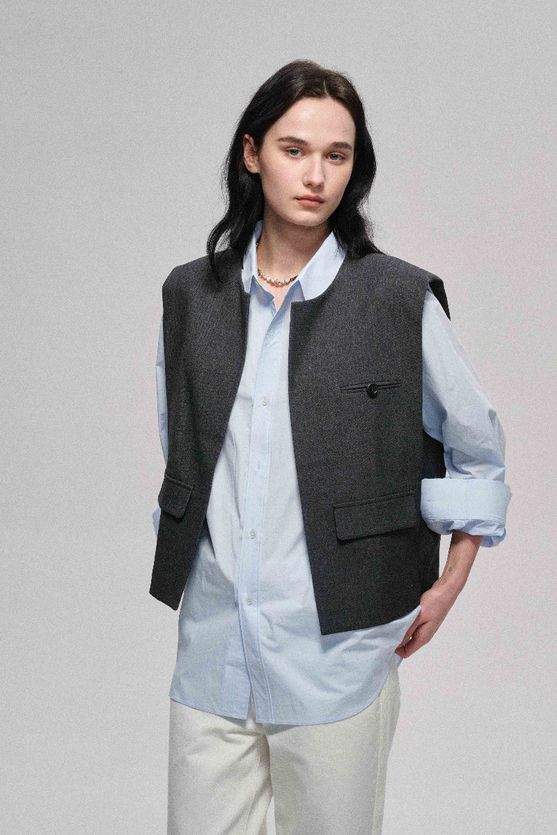 Gilet structuré à épaules rembourrées et à grande silhouette