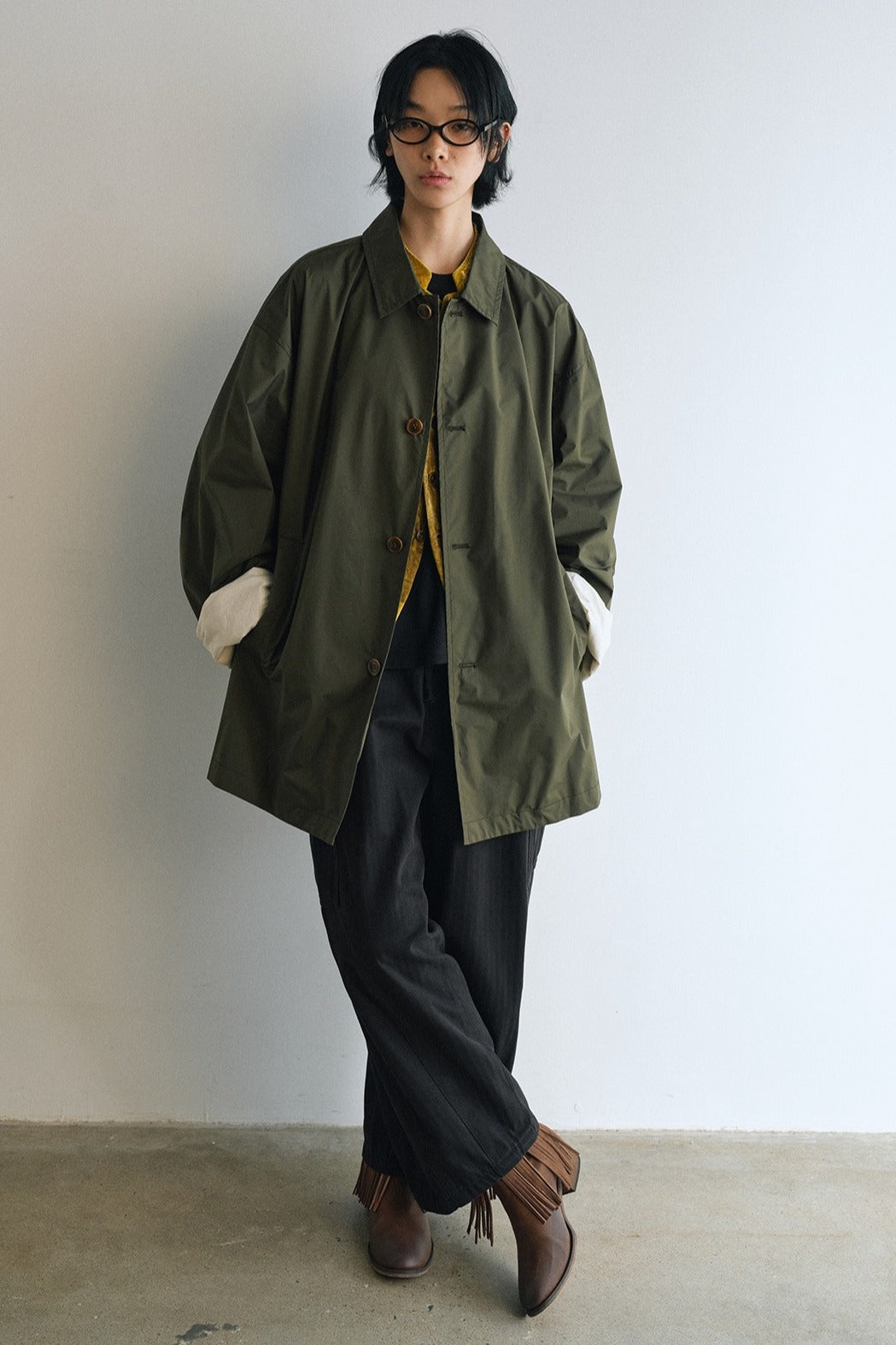 Easygoing minimalist style mid-length trench coat | 3 color