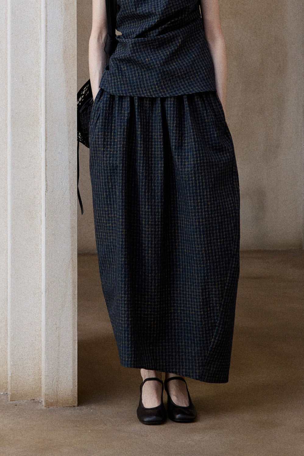 Irregular design puffed striped bud-like skirt | 2 color