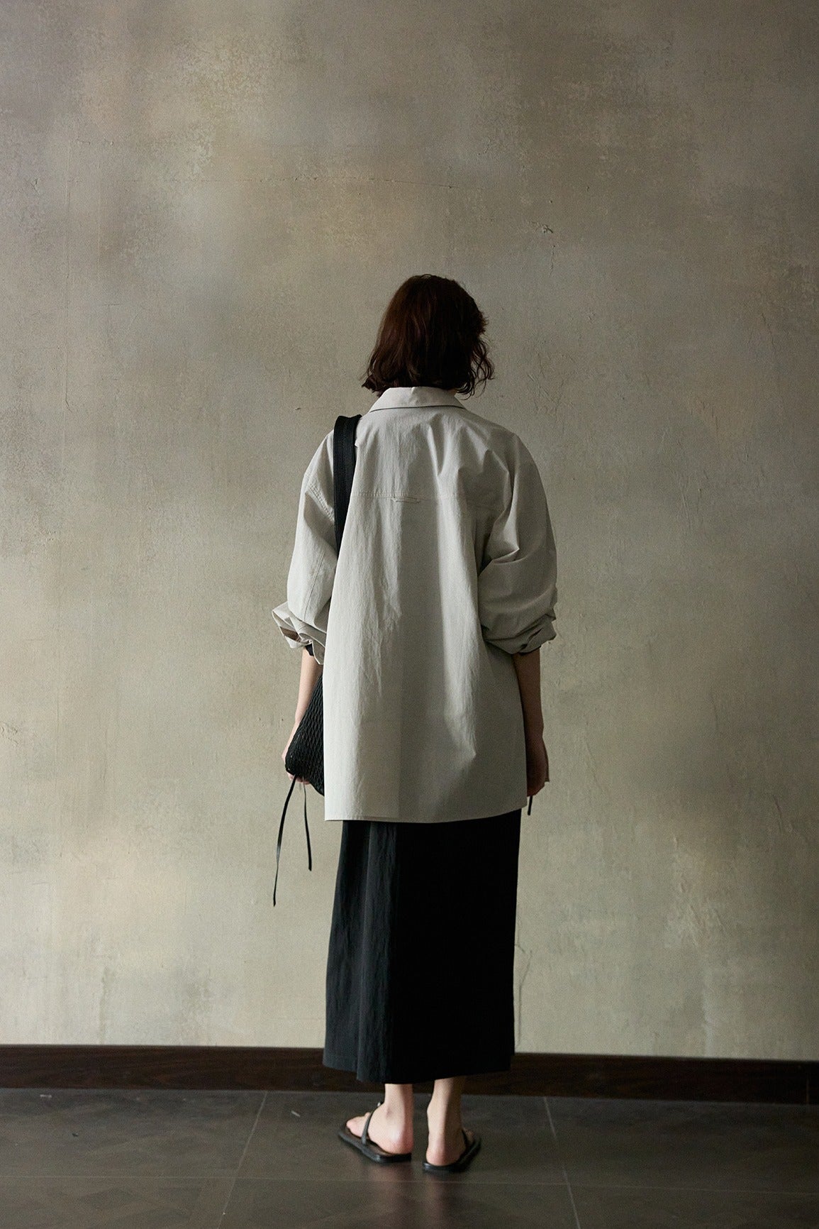 100 cotton big V-neck loose shirt | 4 color