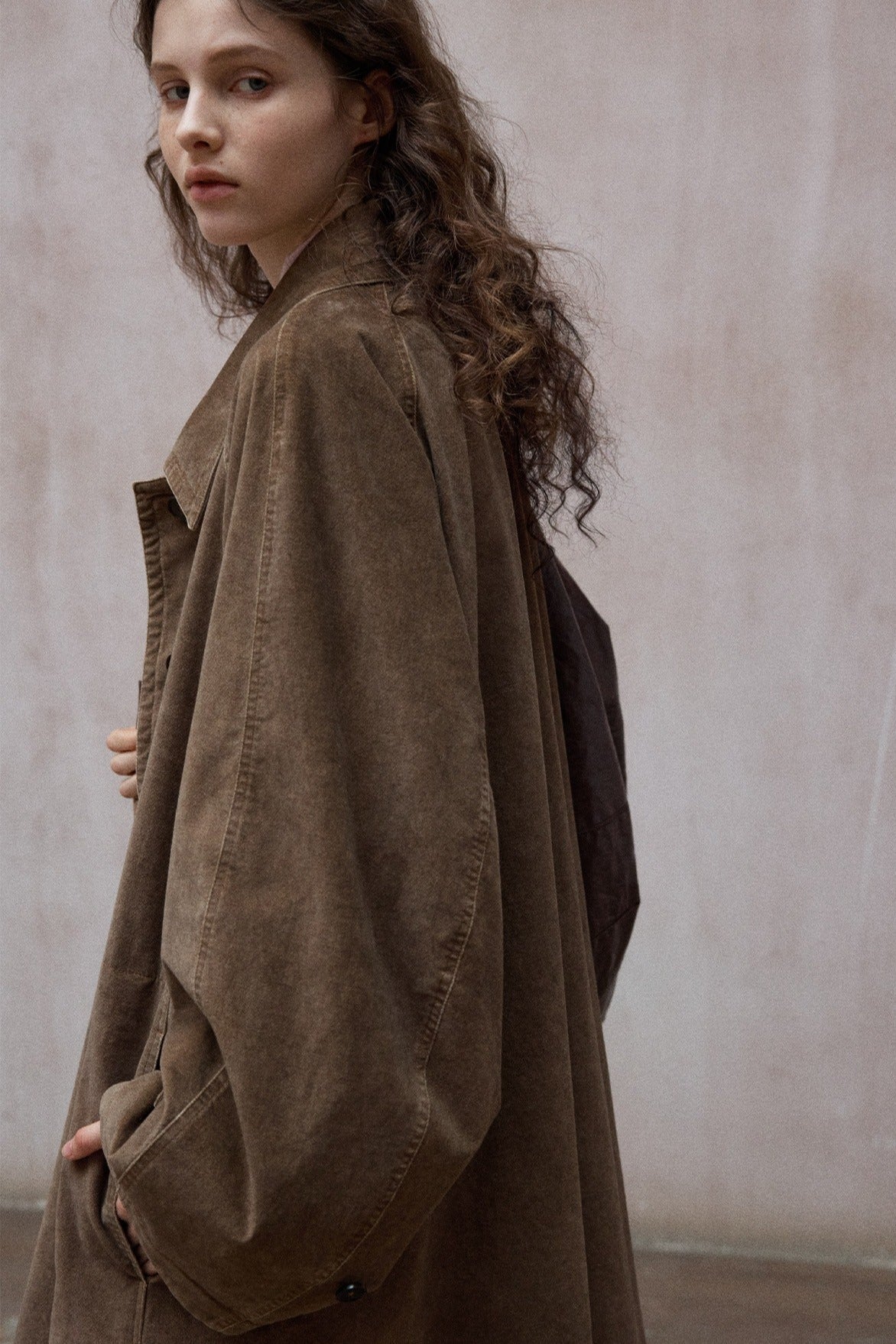 Cotton blend relaxed-fit corduroy coat | 2 color