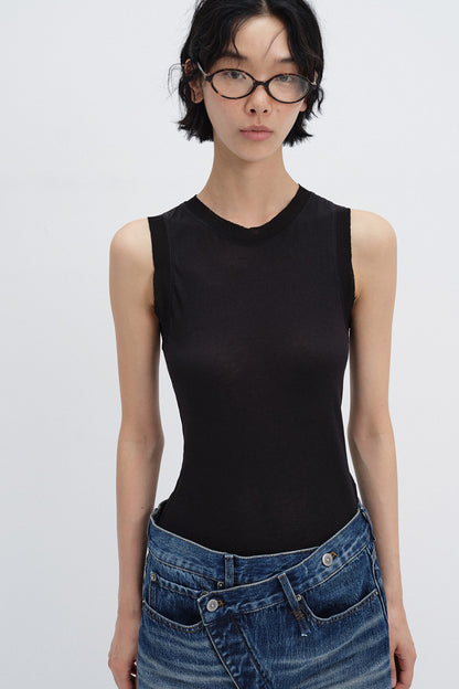 High twist cotton slightly sheer tank | 2 color