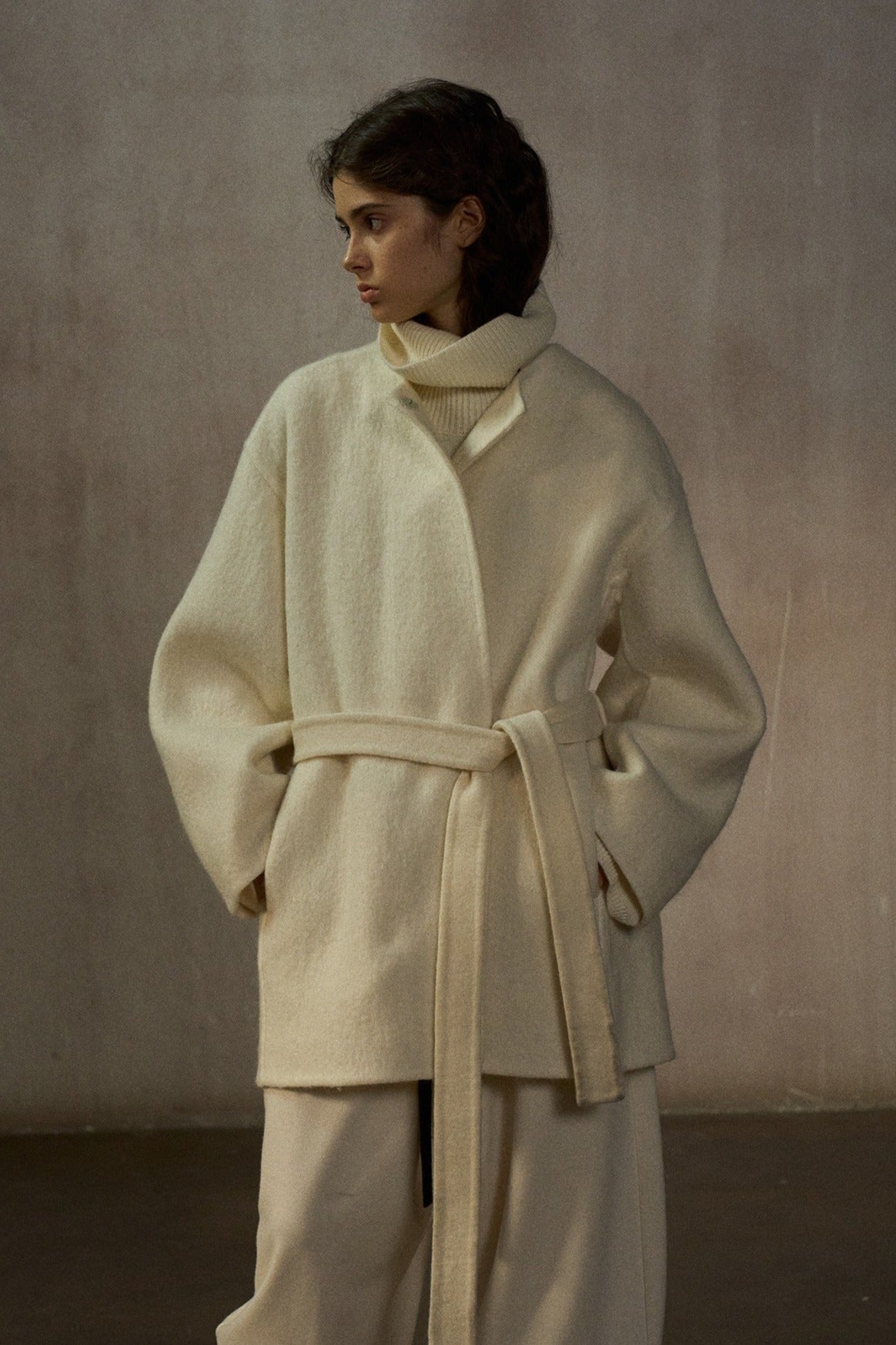 Wool blend double-faced mid-length coat | 3 color