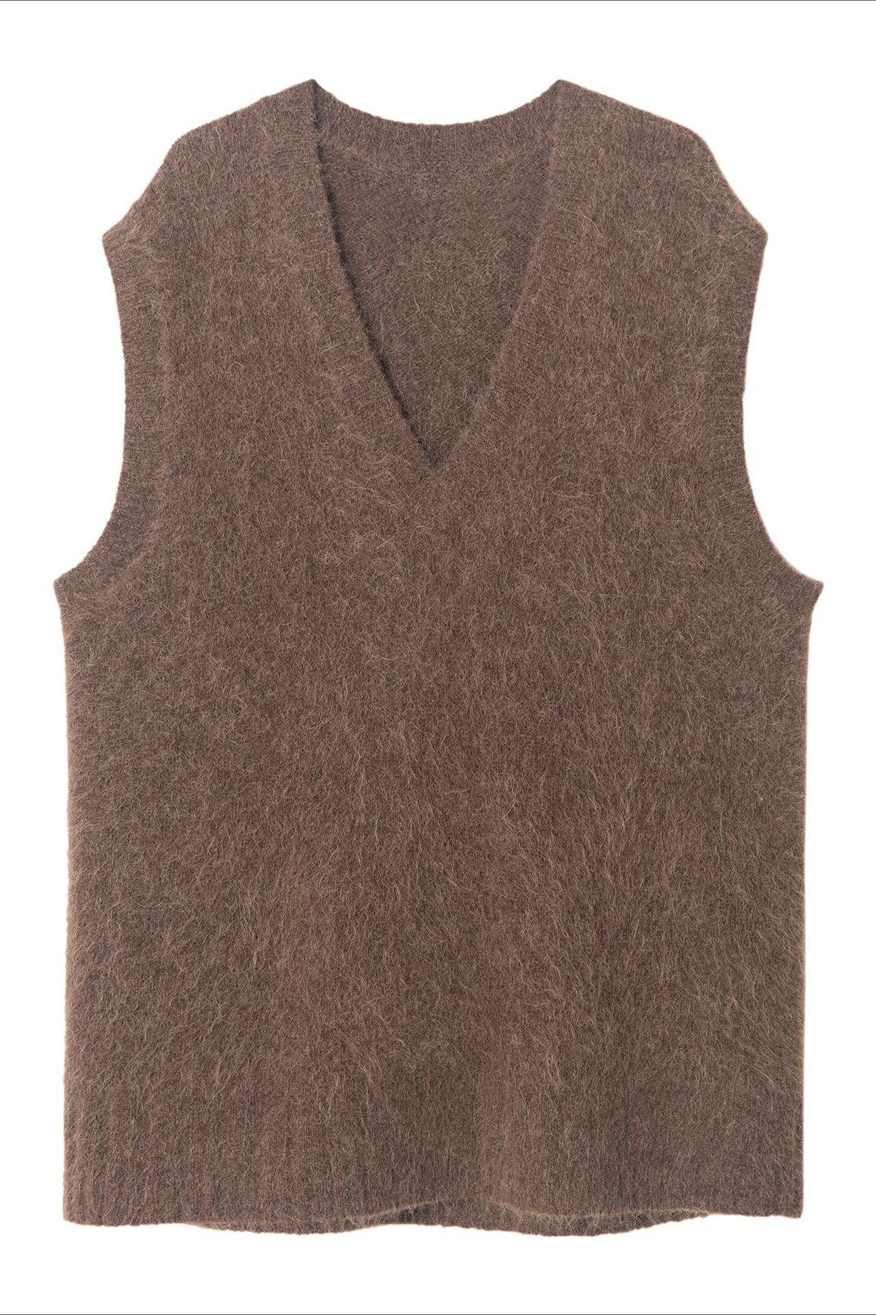 Alpaca riched soft V-neck knit vest | 5 color