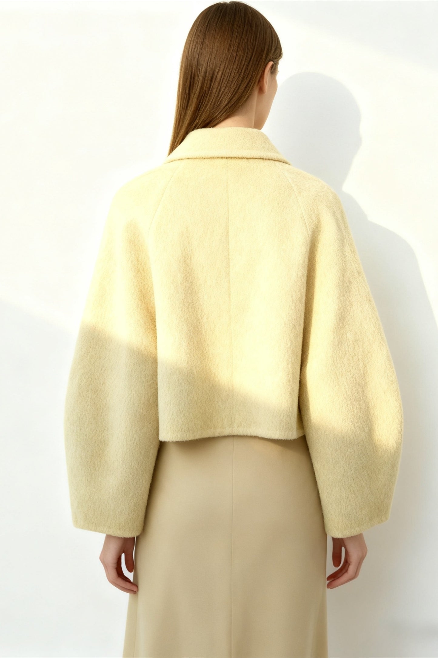 Wool blend lapel cropped fit jacket | 3 color
