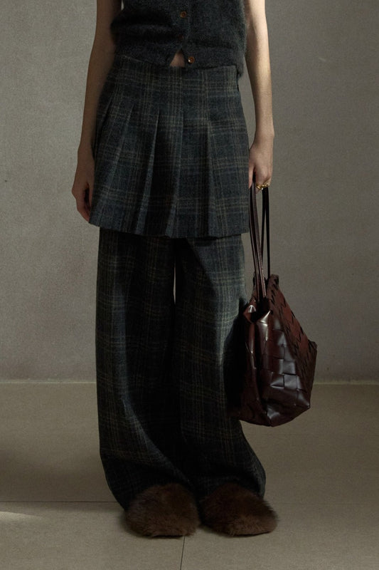 Retro clash-plaid suiting pants | 3 color