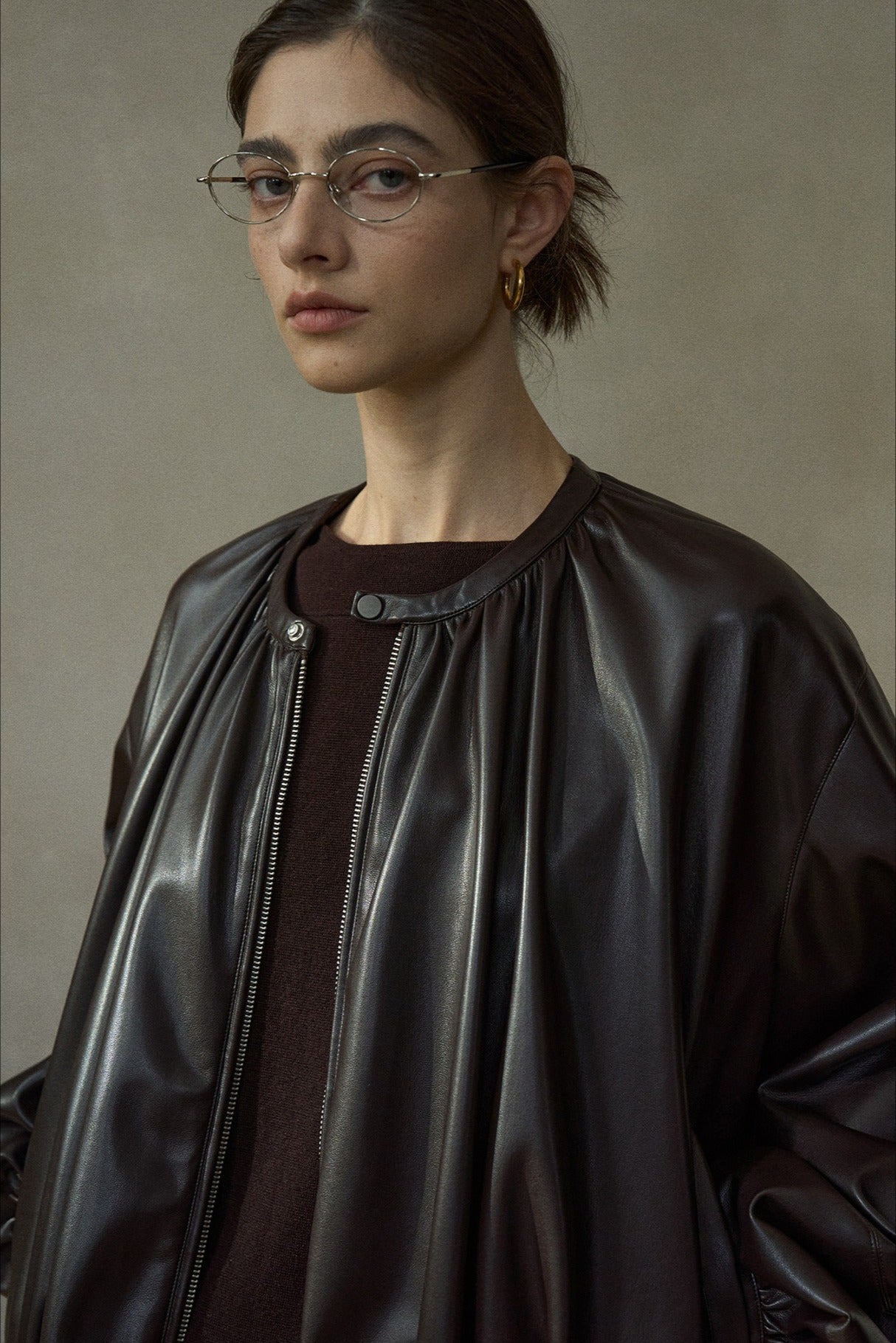 Romantic pleated soft PU jacket | 3 color