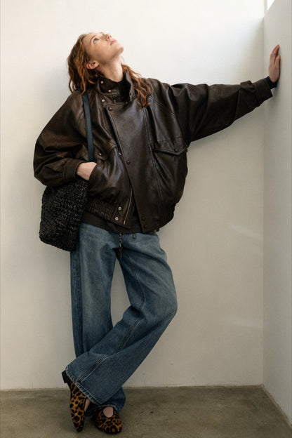 Relaxed fit stand collar jacket | 2 color