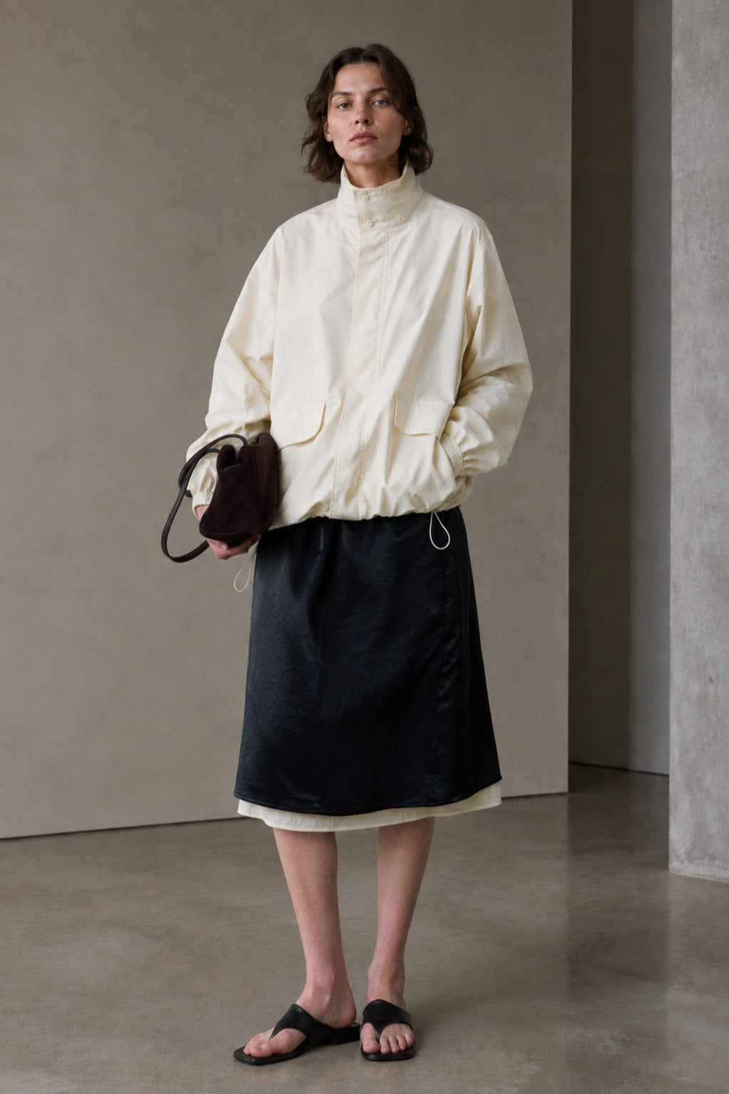 Cotton-blend half-zip pullover jacket | 3 color
