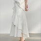100% lyocell ruffled edge irregular hem soft skirt | 4 color