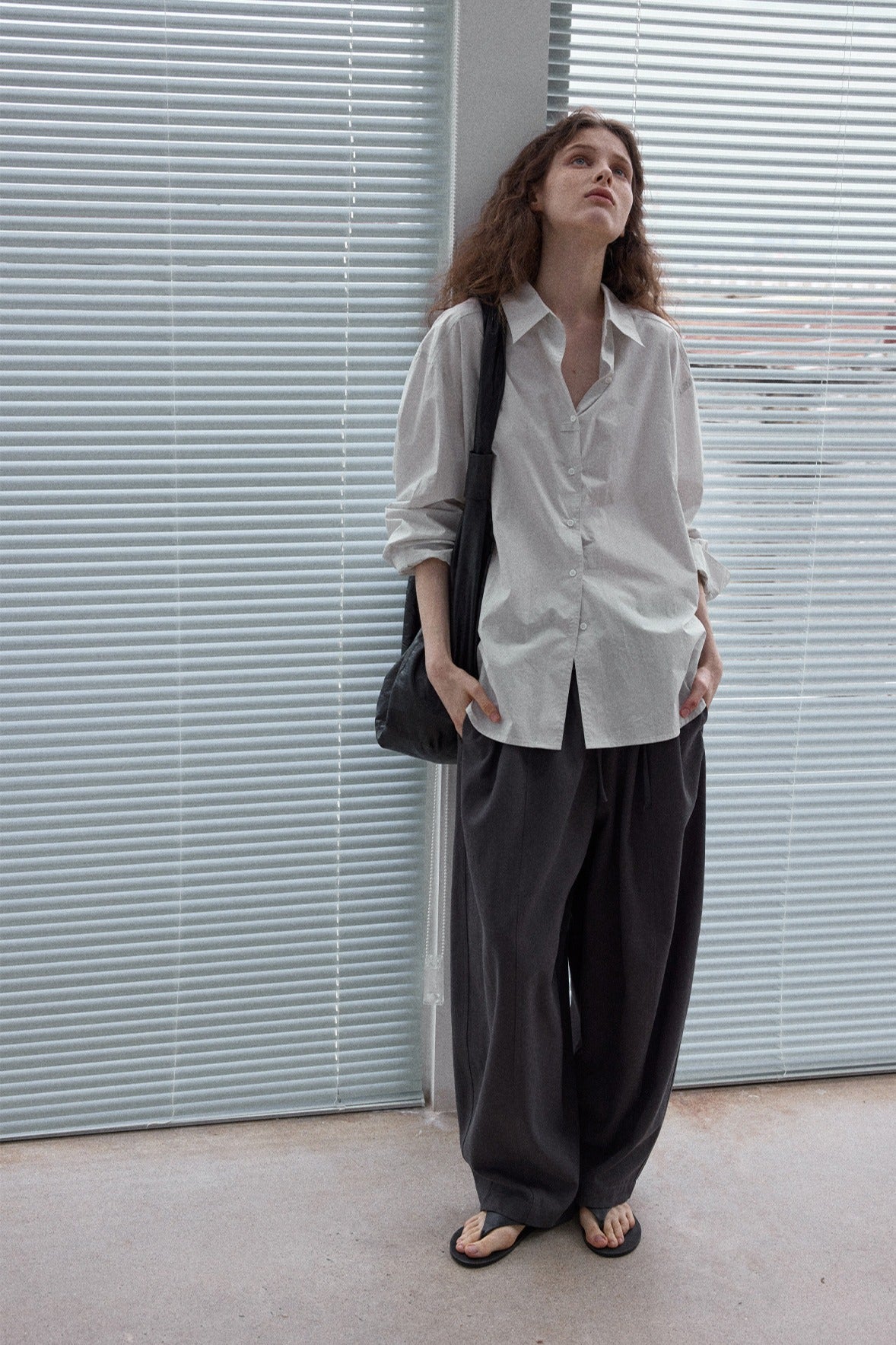 Cotton blend cocoon shape lace waist loose pants | 5 color