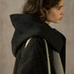 100% wool loose-fit mid-length coat with a scarf hood | 2 color