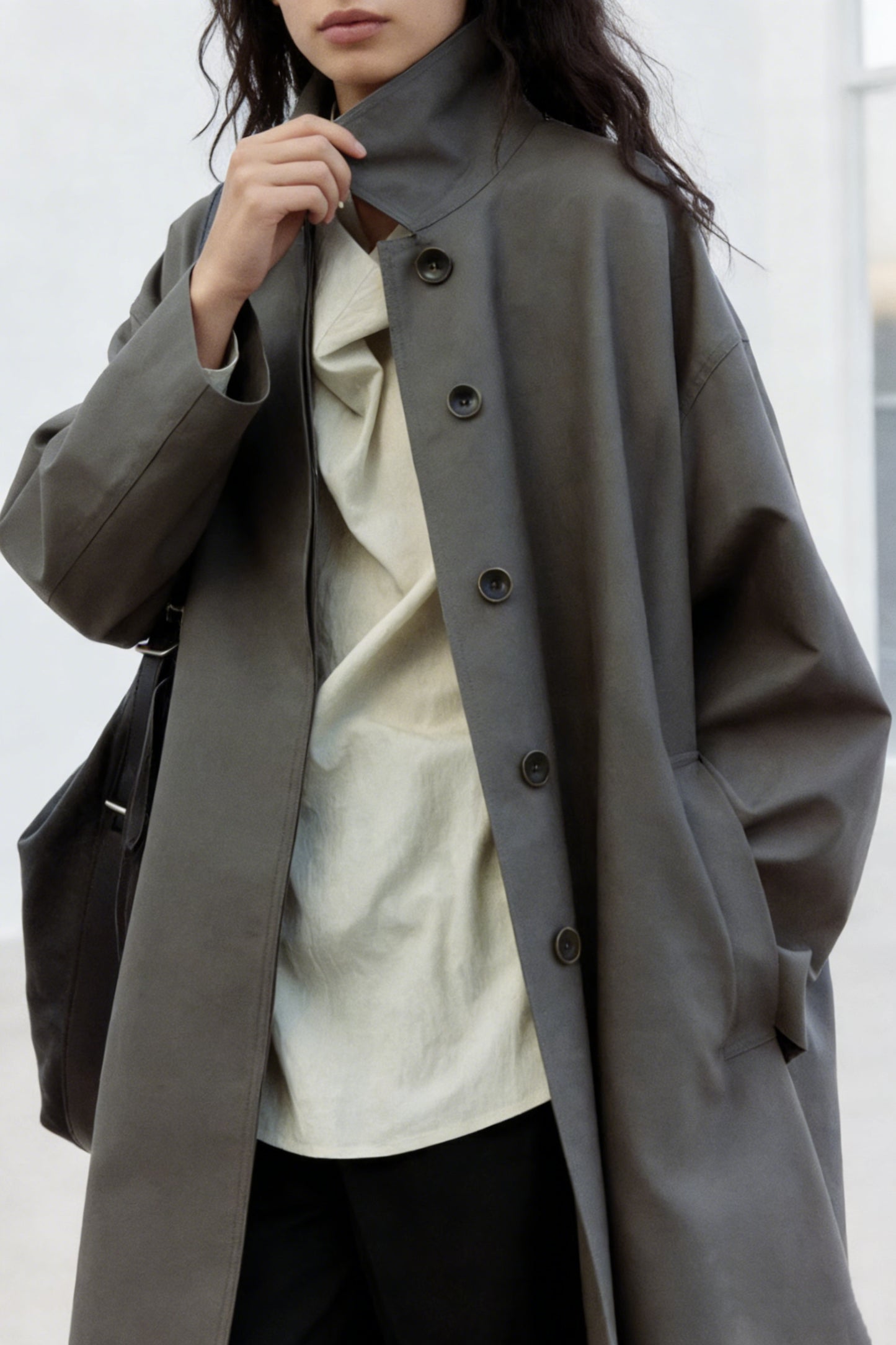 Cotton Minimalist Umbrella Oversized Trench Coat