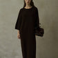 Wool blend straight back ribbon dress | 3 color