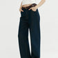 Cotton blend straight leg folded cuff jeans