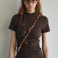 Cotton blend semi-high neck waisted t-shirt | 5 color