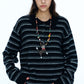 Wool blend loose-fit striped polo sweater | 4 color