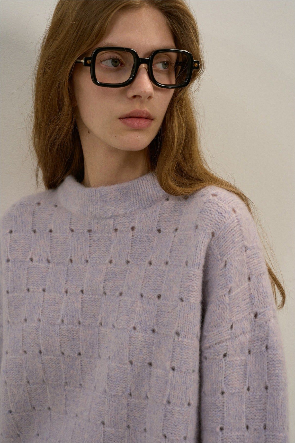 Wool riched openwork knit pattern loose sweater | 4 color