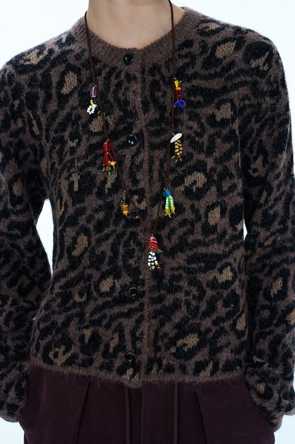 Alpaca blend leopard print cardigan | 2 color