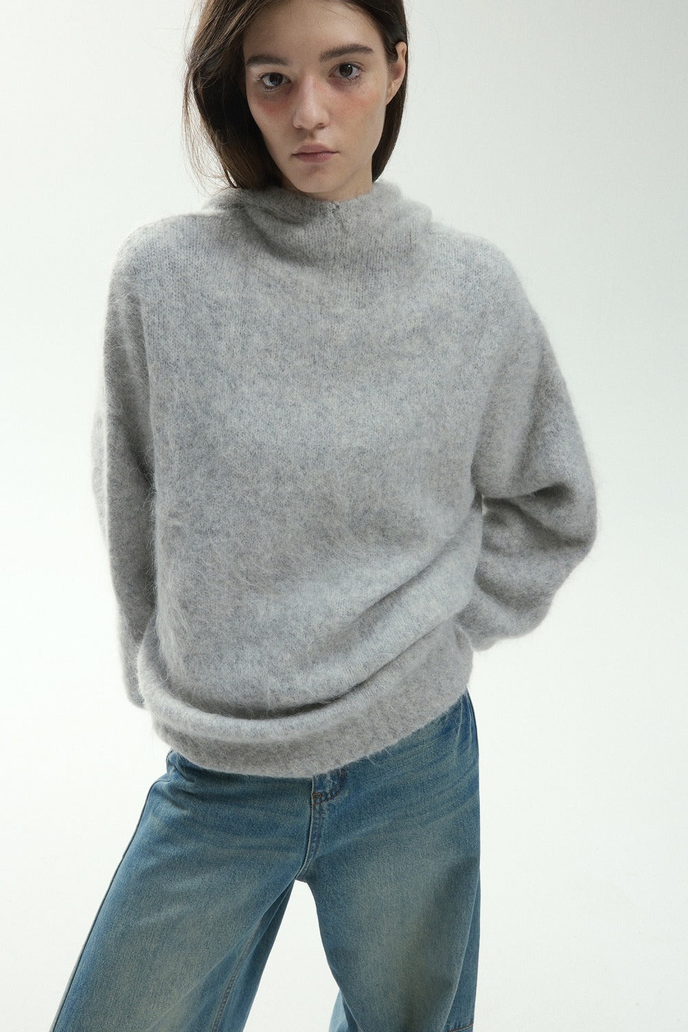 Alpaca blend plush long-haired hoodie sweater | 3 color