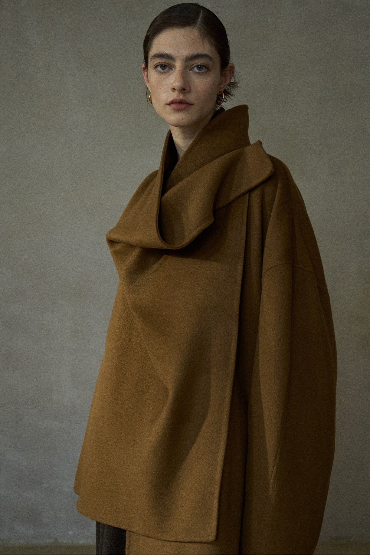Wool riched loose fit drape collar jacket | 3 color