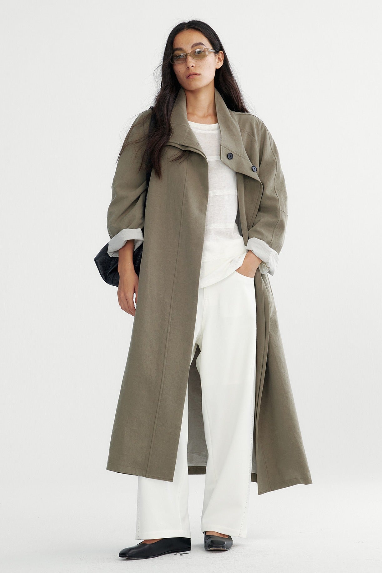Minimalist style drape trench coat | 2 color