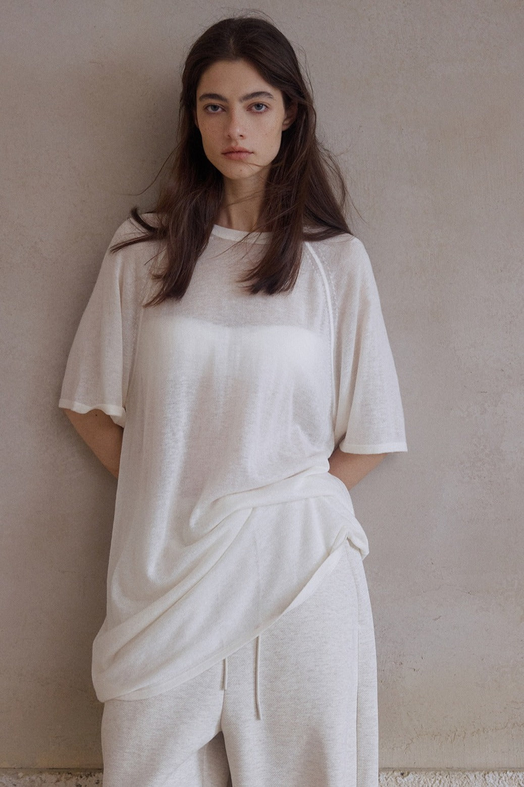 Wool blend relaxed fit raglan sleeves T-shirt | 3 color