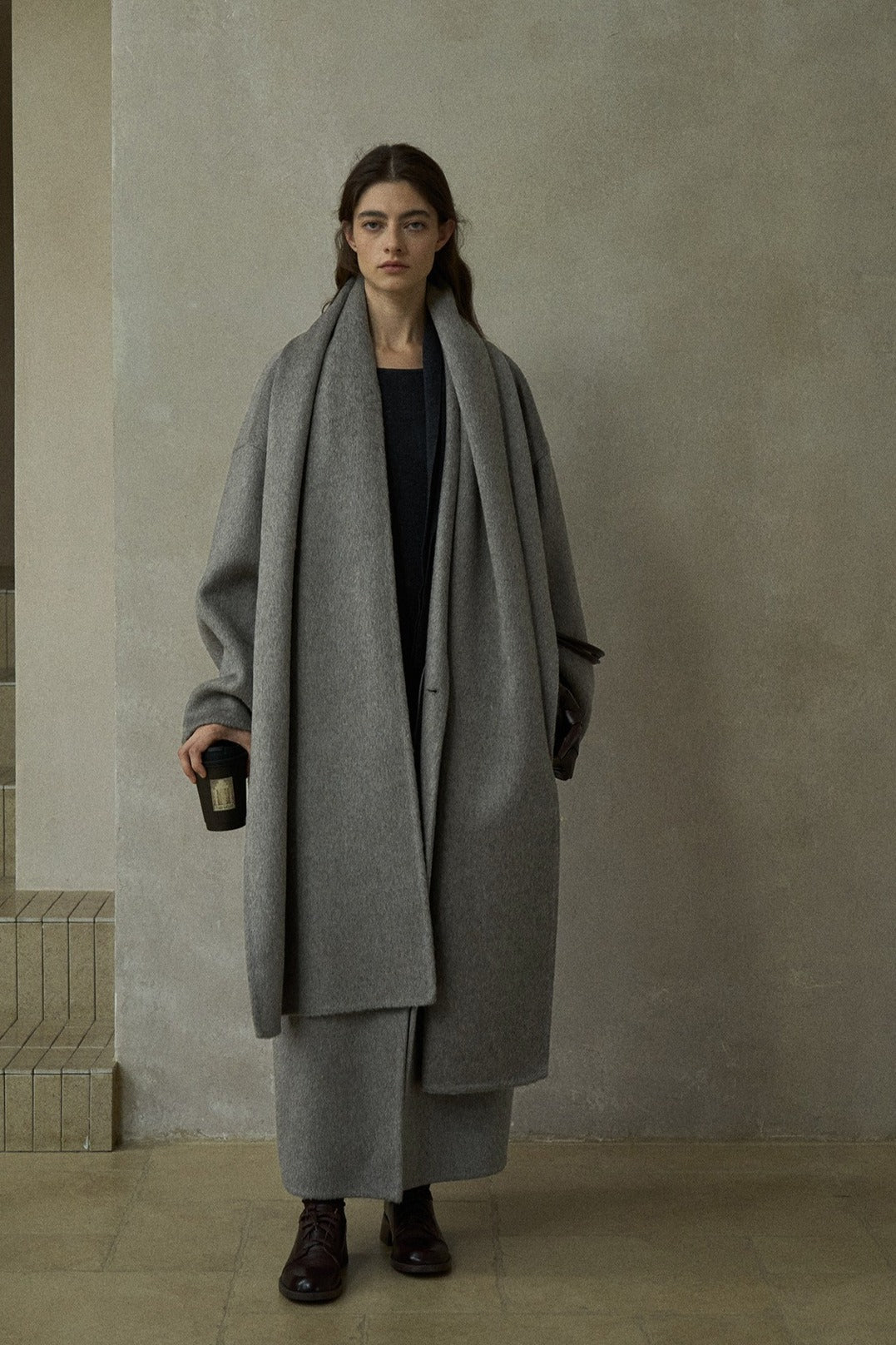 100% wool languid robe style double-faced overcoat | 5 color