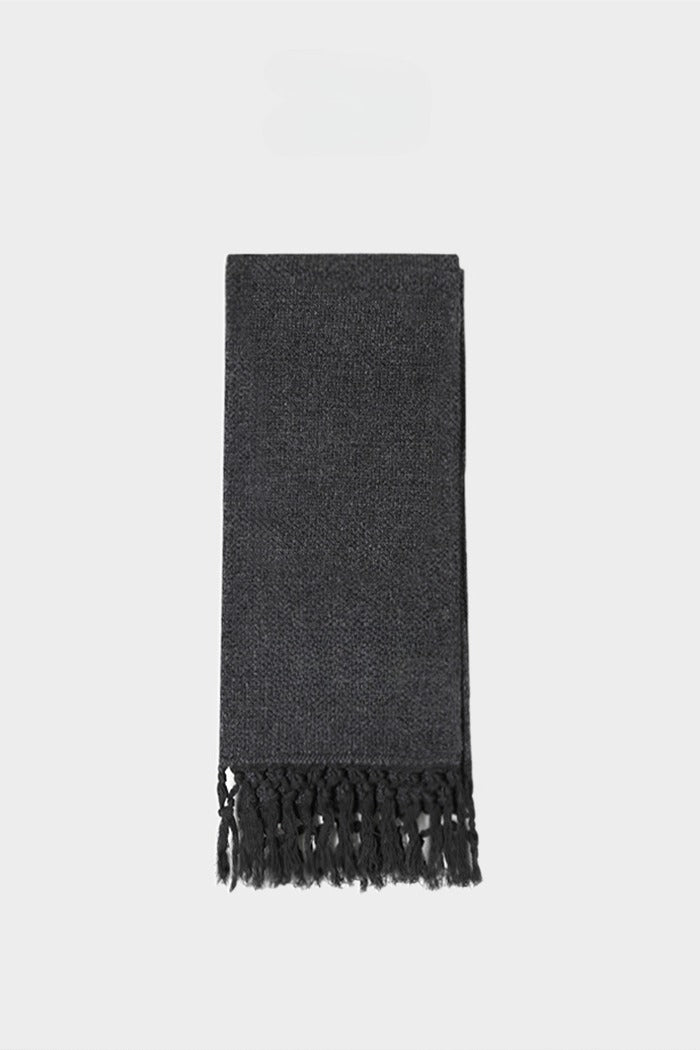 Cotton blend wool cozy fringed scarf | 4 color