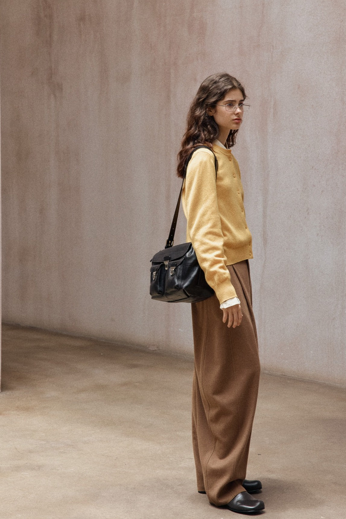Wool blend wide-leg banana casual pants | 5 color