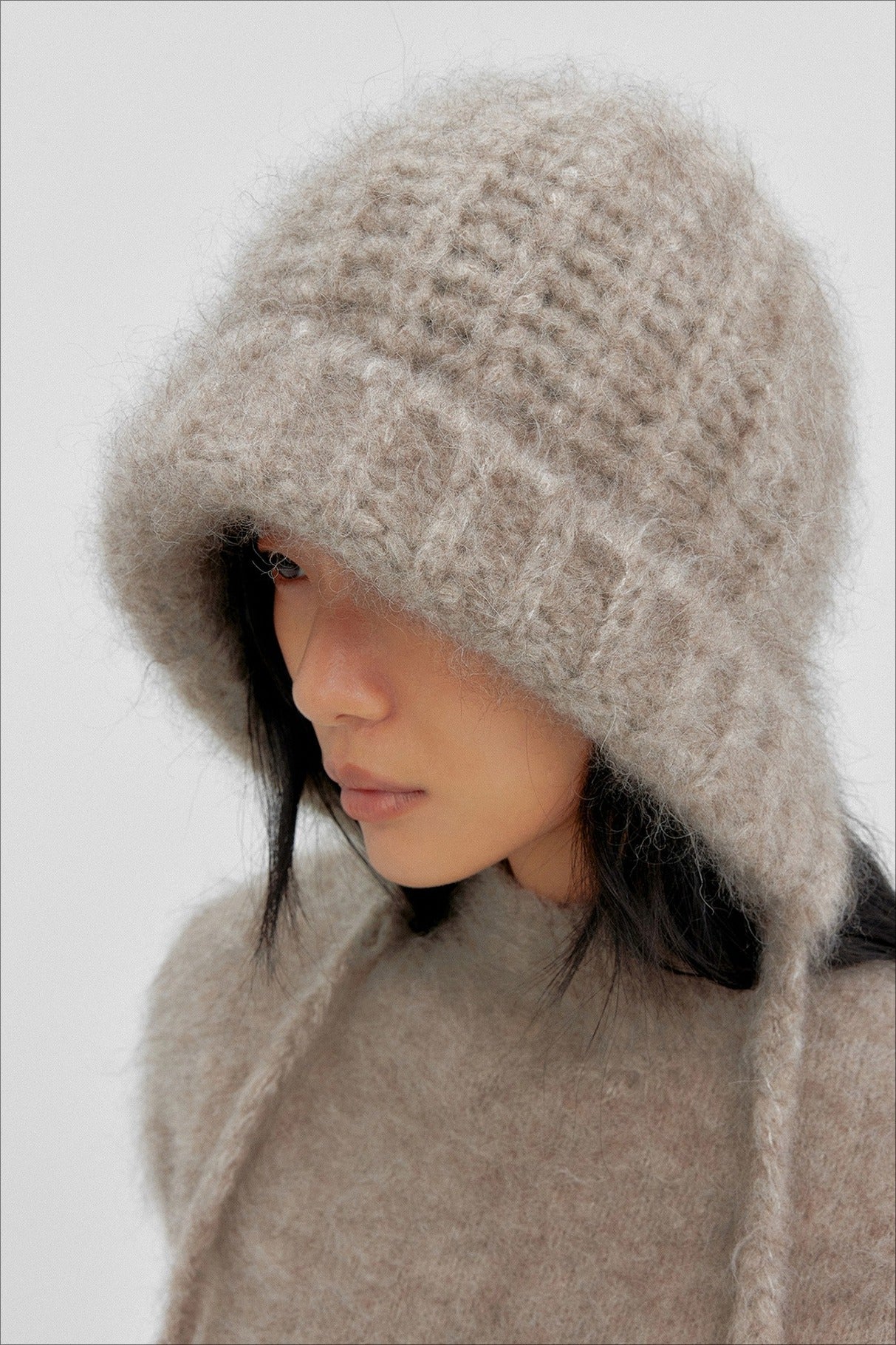 Cashmere-alpaca blend soft long hair hat