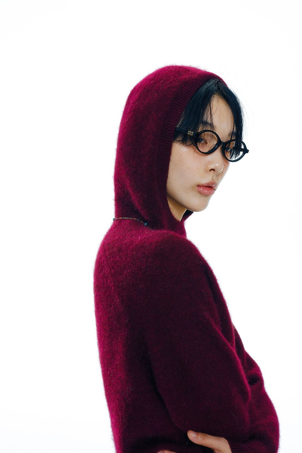 Yak down blend solid hue hoodie sweater | 4 color